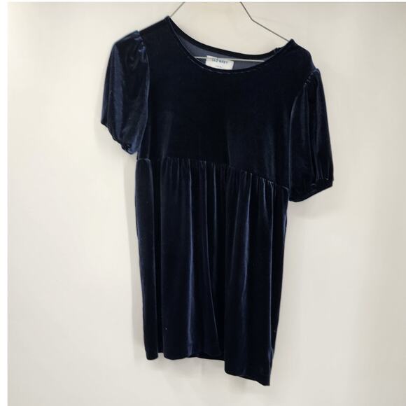 OLD NAVY Girls Blue Short Sleeve Velvet Top Size Large L 10 / 12 - Picture 1 of 4